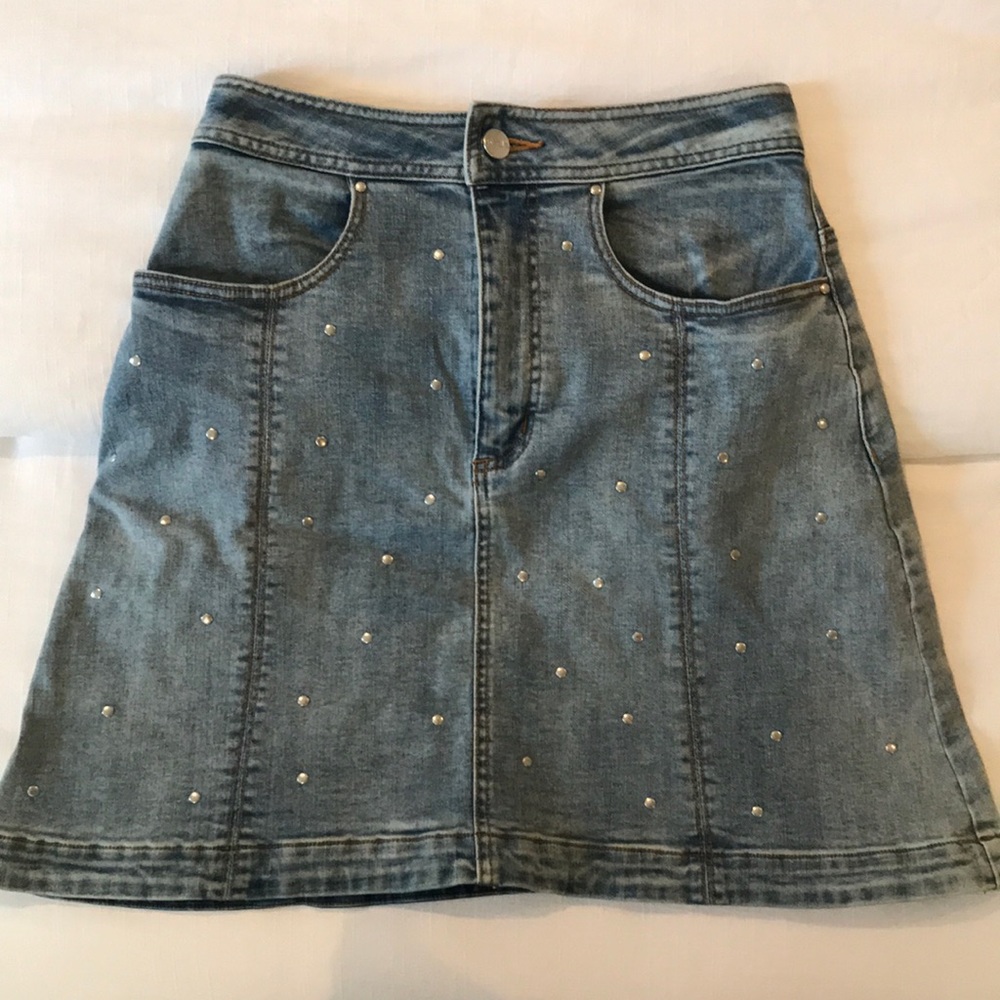 Studded Denim Skirt